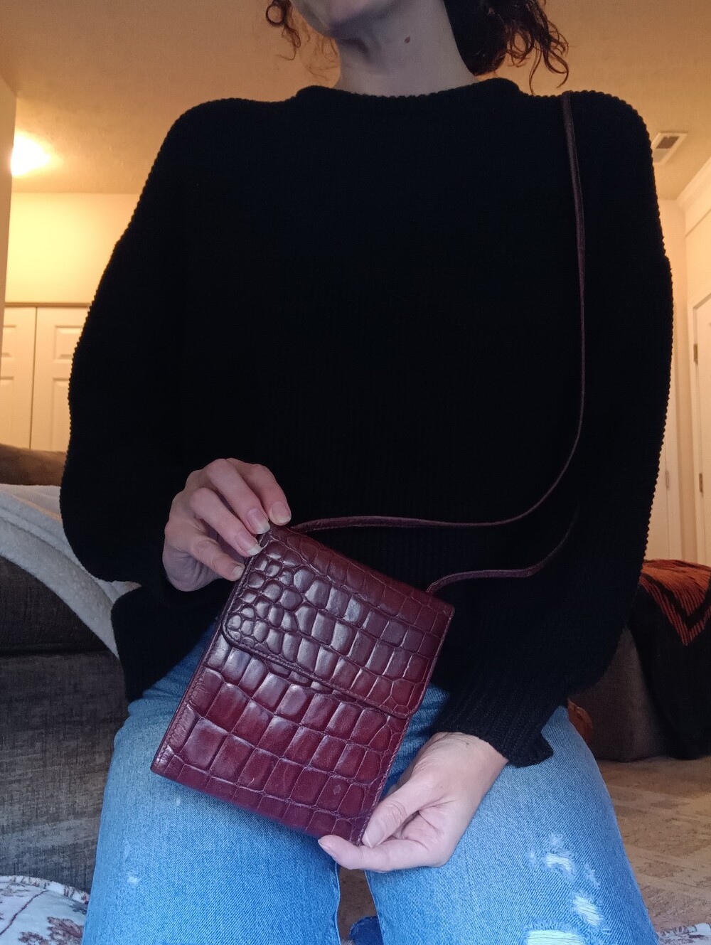 Talbots Croc-Embossed Crossbody Wallet